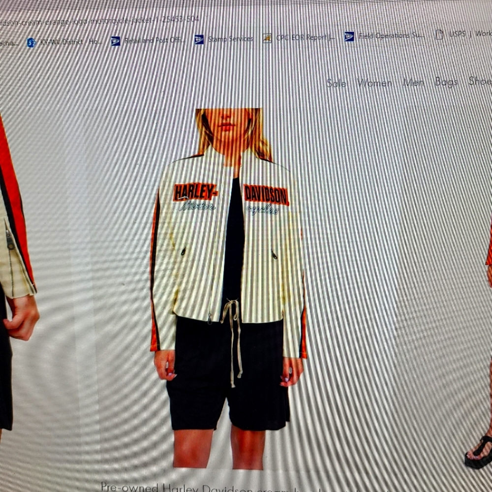 Harley Davidson Cream Bomber Style Jacket Large